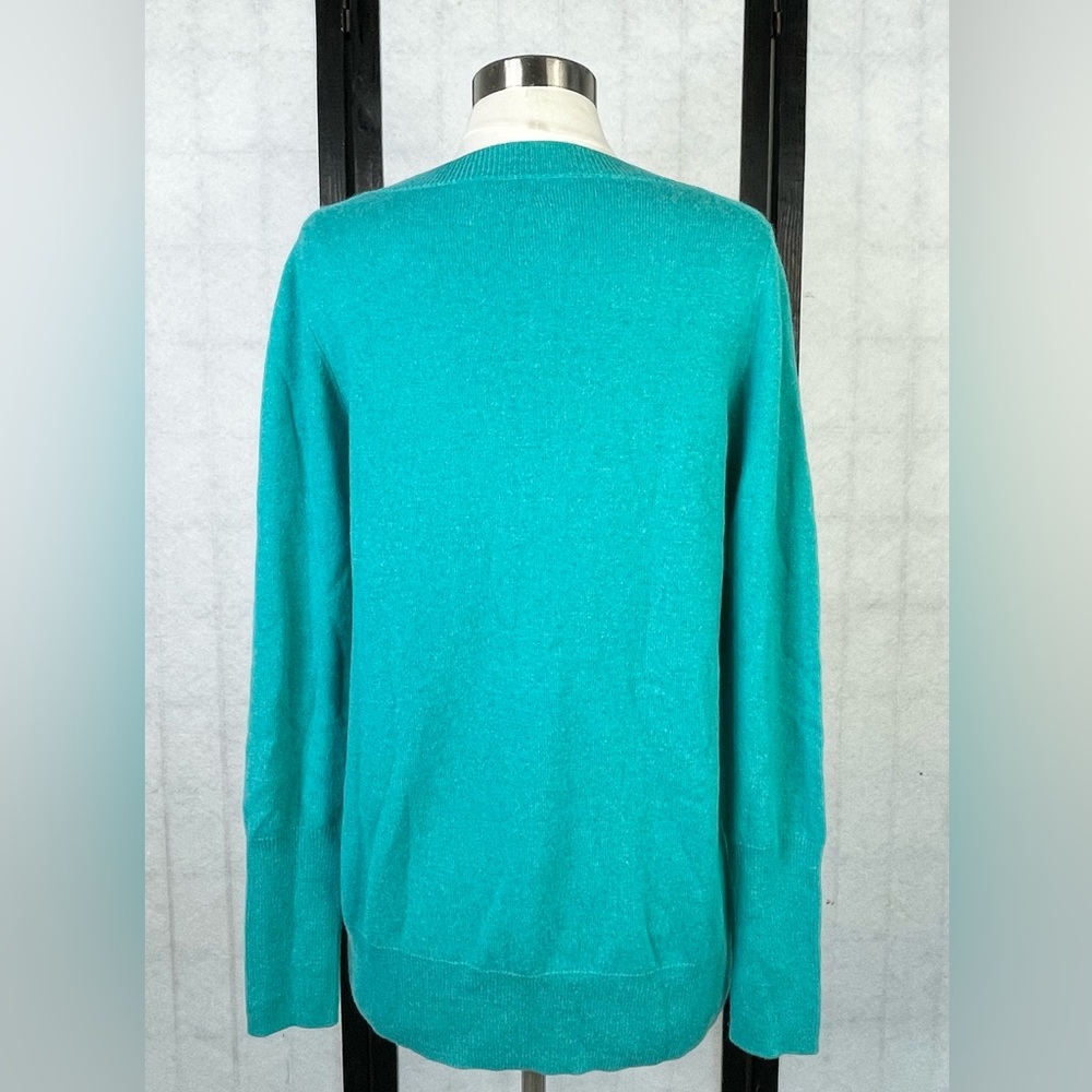 J. Crew Italian cashmere Turquoise V-Neck Women's Sweater M - Picture 2 of 7